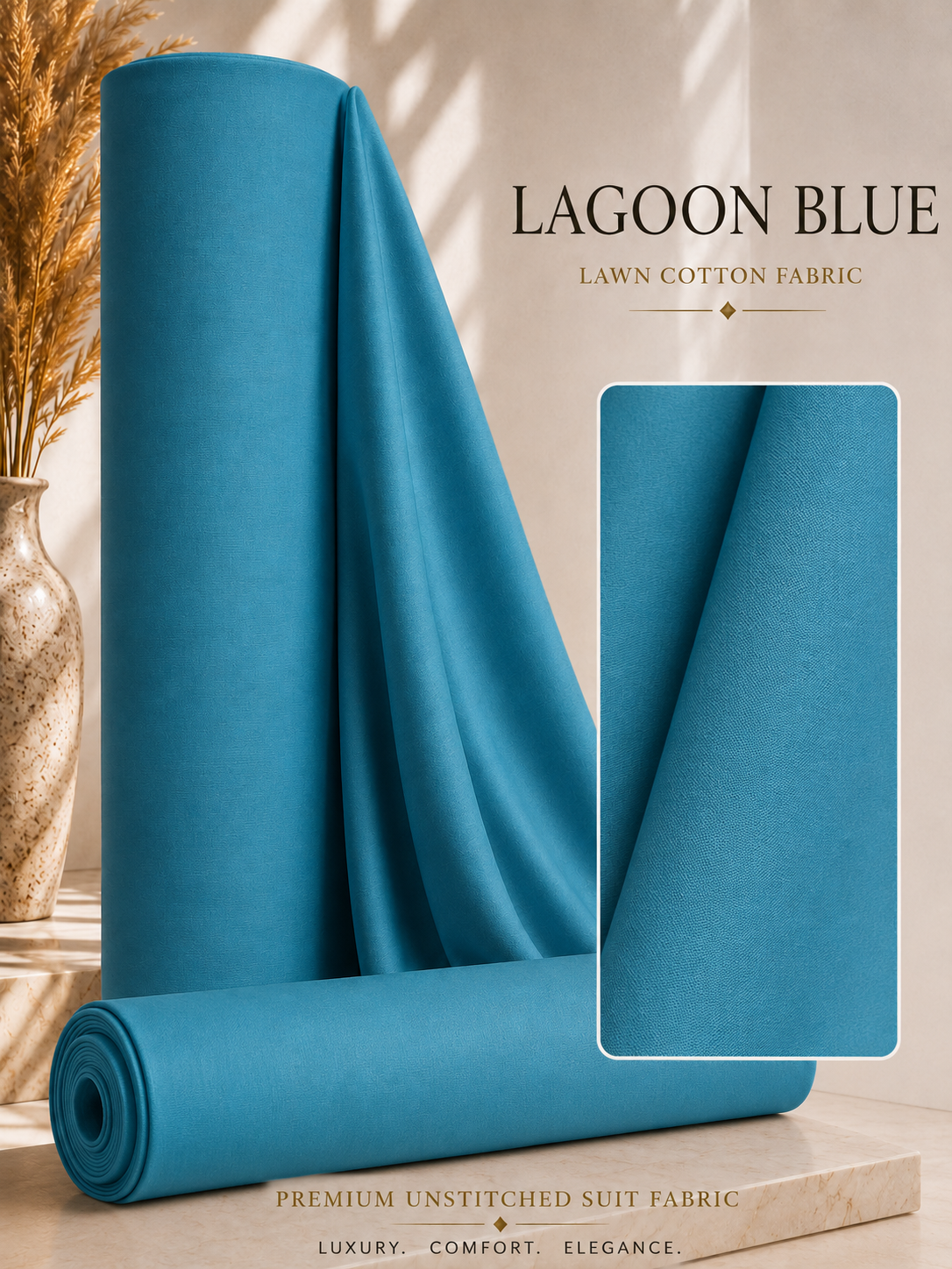 MUTED TEAL LAWN COTTON - MFUFLC03 — image 1
