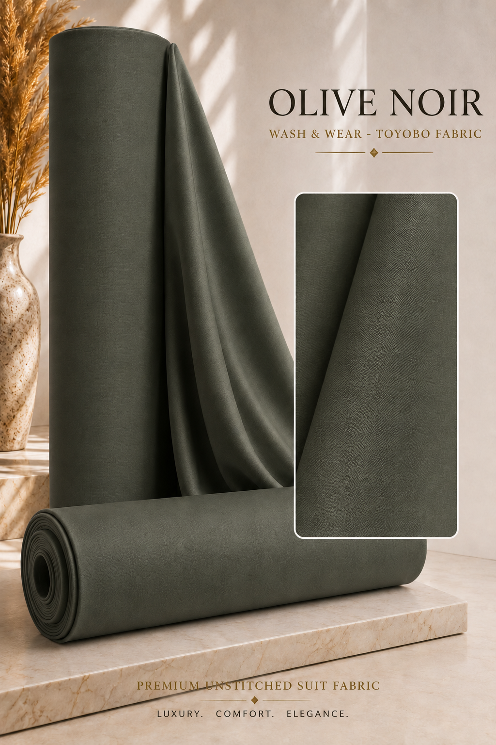 OLIVE GREEN WASH & WEAR SUMMER TOYOBO - MFUFWWT404 — image 1