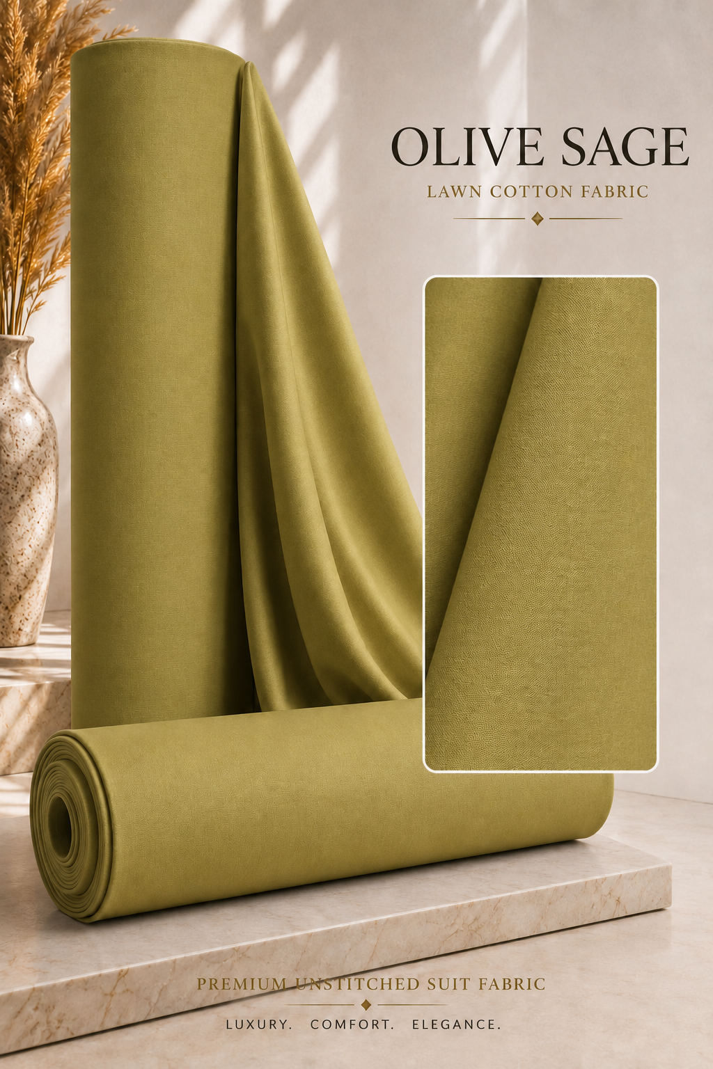 OLIVE GREEN LAWN COTTON - MFUFLC06 — image 1