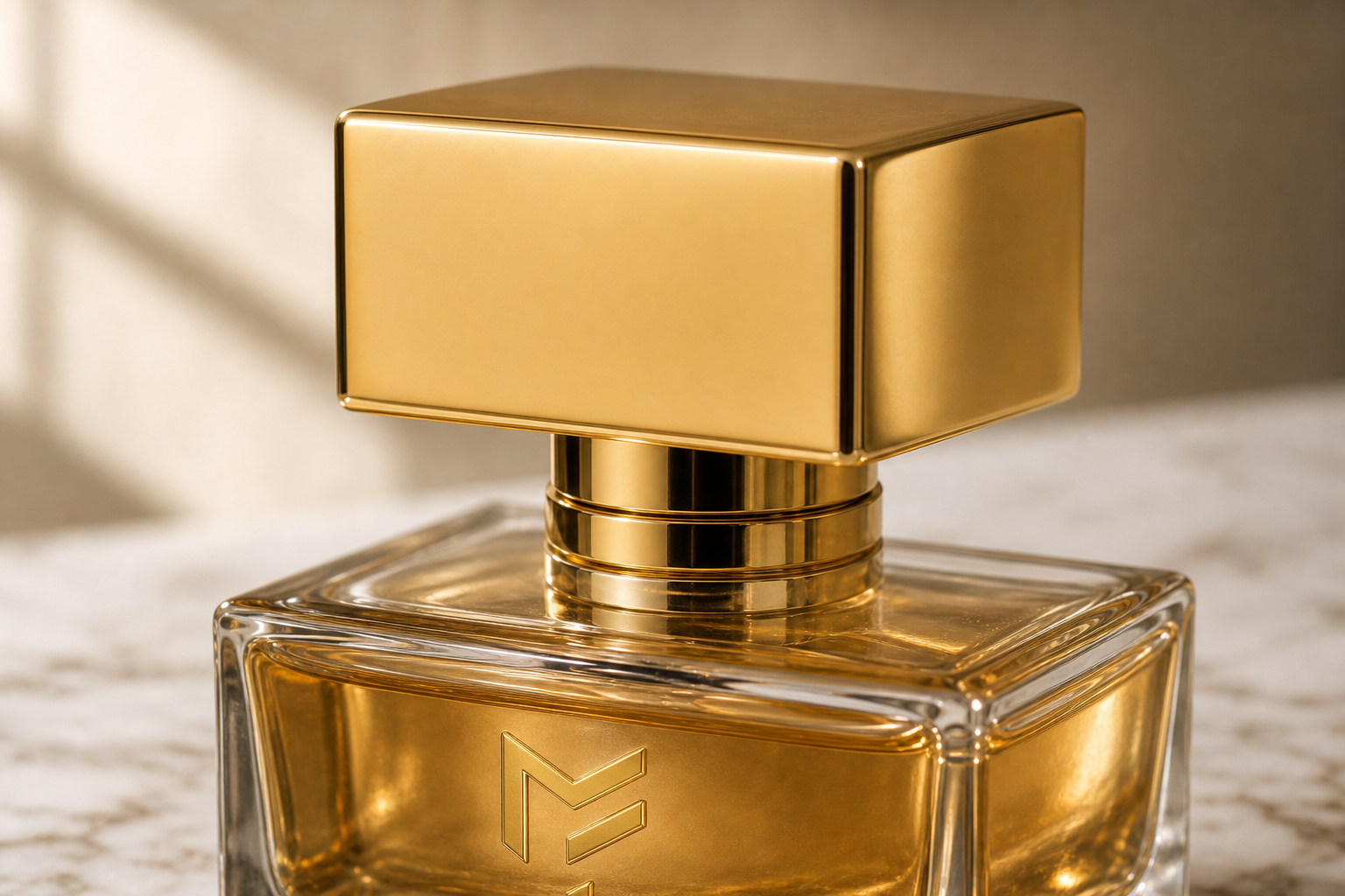 Mark Fashion Signature Perfume — luxury fragrance product photo, Gold cap detail
